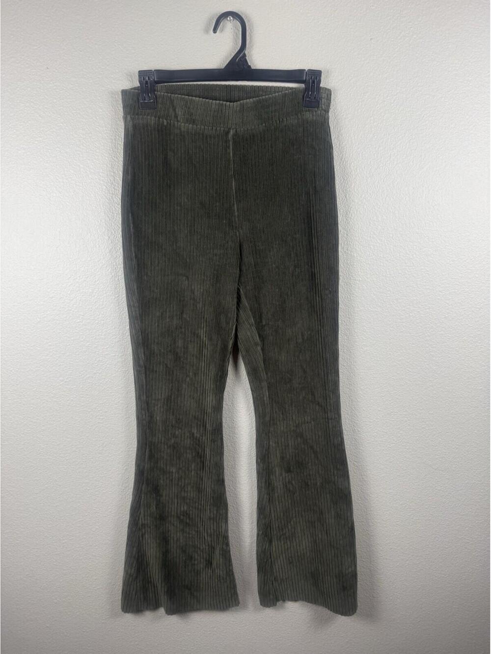 Aerie Womens Small Olive Ribbed Flare Leggings Soft Stretch Yoga Pants